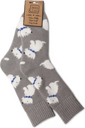Generic Jess & Lou Womens Westie Dogs 4-7 Cosy Socks 1 Pair (Grey)
