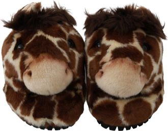 Dolce & Gabbana Womens Giraffe-Print Acrylic Slipper Brown Polyester