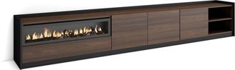 Skraut Home Skraut Home - Mueble Tv, Televisi&oacute;n, 310x37x50cm, Para Tv Hasta 80, Chimenea El&eacute;ctrica, Roble Oscuro Y Negro