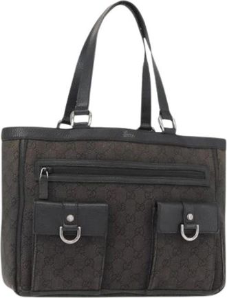 Gucci Pre-owned Tote Bags, female, Black, Size: ONE SIZE Pre-owned Canvas Tote Bag
