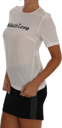 Dolce & Gabbana Womens White Silk Italia Is Love Blouse T-Shirt