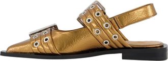 Ganni Hohe Schuhe - Dames Chunky Buckle Ballerina Brons - Gr. 37 (EU) - in Schwarz - f&uuml;r Damen
