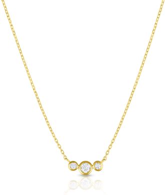 MAX + STONE 10K Yellow Gold Trio Lab Grown Small Diamonds Necklaces with 18-20 inch Chain