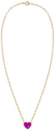 Yvonne Léon Small Solitary Heart Necklace In 9 Carat Gold And Diamonds
