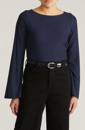 Universal Standard Yasmine Rib Bell Sleeve Sweater in Midnight Blue at Nordstrom, Size Xs