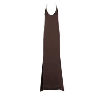 Tom Ford Kleedjes, Dames, Bruin, S, Satijn, Zijden satijnen halterjurk