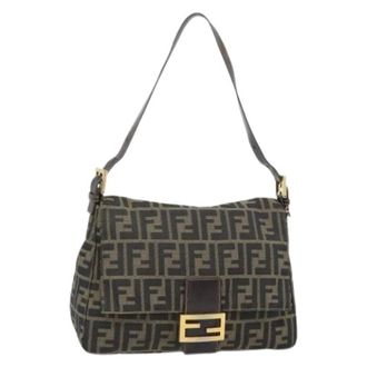 Fendi Pre-owned Shoulder Bags, female, Brown, Size: ONE SIZE Pre-owned Zucca Canvas Shoulder Bag