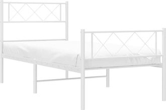 vidaXL Estructura cama sin colchón con estribo metal blanco 90x200 cm Vidaxl