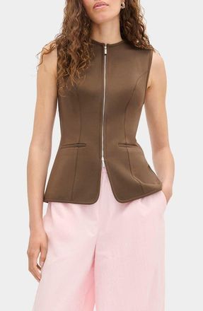 Aligne Miguel Zip Ponte Vest in Brown at Nordstrom, Size 14