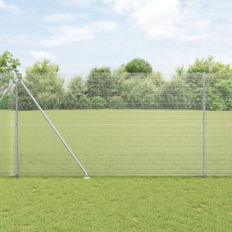 Berkfield Home Welded Wire Fence with 13 Spike Posts 1.6x25 m Galvanised Steel in Silver