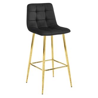 OEM Taburete Arceto - Terciopelo Negro / Patas Doradas X 1