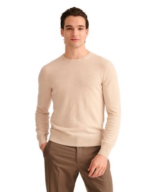 Naadam Mens The Original Cashmere Crewneck Jumper Sweater, Linen, XL