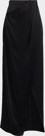 Sally Lapointe Satin Wrap Maxi Skirt