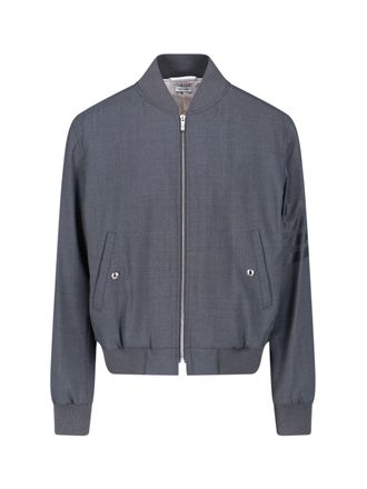 Thom Browne Wool Bomber Jacket With Iconic Stripe Details
