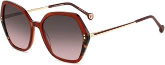 Carolina Herrera Burgundy Havana Zonnebril met Bruin Roze Getinte Glazen - Dames - Zonnebrillen - Bruin - ONE Size - Accessoires