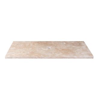 Saniclass Travertine Topblad - 100x46cm - 1 kraangat - 1 sifon-uitsparing - gemeleerd natuursteen