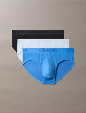 Calvin Klein Mens CK Black 3-Pack Hip Brief - Multi - XL