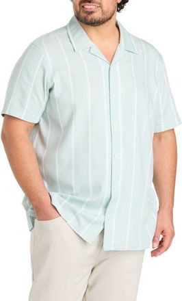 Perry Ellis Big & Tall Textured Stripe Camp Shirt in Cloud Blue at Nordstrom, Size Xx-Large