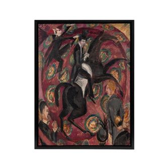 Artery8 Circus Rider Castanets Dancers Kirchner Black Framed Canvas Wall Art in Red | Size: W24 x H32