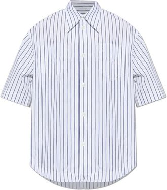 Ami Shirt met streepjespatroon - Heren - Korte mouwen Overhemden - Wit - S - Katoen - Overhemden