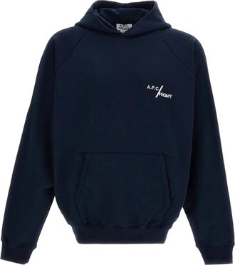 A.P.C. Cotton Fleece Hoodie with Silver Logo Detail
