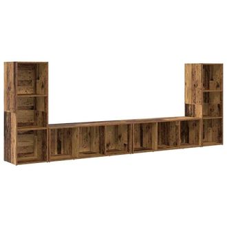 Berkfield Home TV Cabinet with Shelf with Storage 4 pcs Old wood Engineered wood in Brown