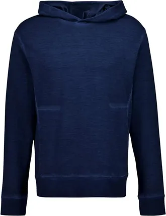 120% Lino Hoodies & sweatvesten, Heren, Blauw, S, Linnen, Hooded Sweatshirt