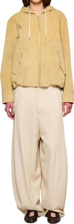 OOF Wear Beige Velluto Laminato Cropped Parka