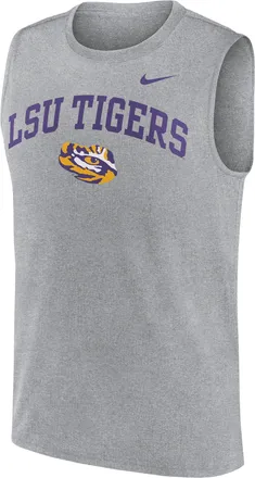 Nike LSU Primetime Arch Legend Nike Mens Dri-FIT College Muscle Tank Top in Grey | 01B306GLSN-G1M