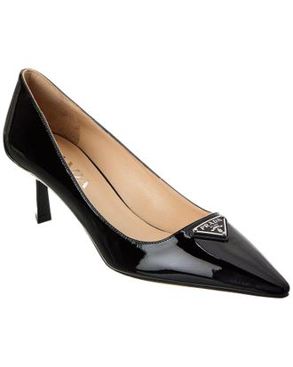 Prada Logo Patent Pointy-Toe Pump
