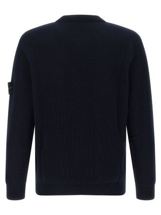 Stone Island Ribbed Cotton Sweater - Navy