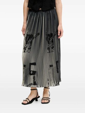 Desigual pleated printed midi skirt - Black