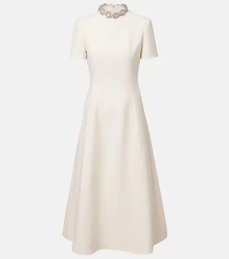 Valentino Crepe Couture embellished midi dress