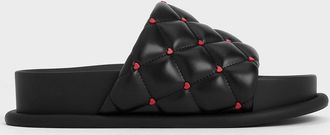 Charles & Keith Dahlia Padded Quilted Heart-Print Sandals