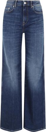 Department Five Wijde Pijp Blauwe Jeans met Contraststiksels - Dames - Loose Fit Jeans - Blauw - W31 - Jeans