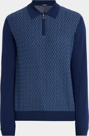 Stefano Ricci Men & apos;a Wool & Silk Jacquard Quarter-Zip Polo Sweater
