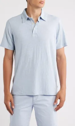 AG - Adriano Goldschmied Bryce Classic Short Sleeve Stretch Linen Polo in Fresh Blue at Nordstrom, Size Xx-Large