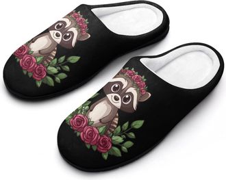 Generic Raccoon with Rose Mens Slippers Comfortable And Non-slip Cotton Slipper Shoe for House