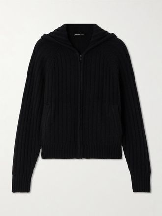James Perse Maglia Con Cappuccio In Cashmere Riciclato A Coste - Nero