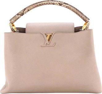 Louis Vuitton Beige Sheep Leather Capucines MM (Authentic Pre-Loved)