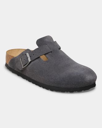 Birkenstock Womens Boston Clogs in Grey Suede - Size UK 7.5