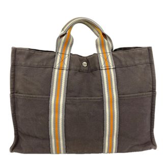 Herm&egrave;s Gray Canvas Tote Bag (Pre-Owned)