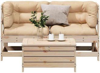 vidaXL Juego De Muebles De Jard&iacute;n 3 Pzas Y Cojines Madera Maciza Pino Vidaxl