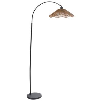 Beliani L&aacute;mpara De Pie Con Pantalla De Papel Hecha A Mano Y Base Met&aacute;lica Estilo R&uacute;stico Boho Natural Migori