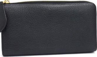 Louis Vuitton Black Noir Leather Long Wallet (Bi-Fold) (Pre-Owned)