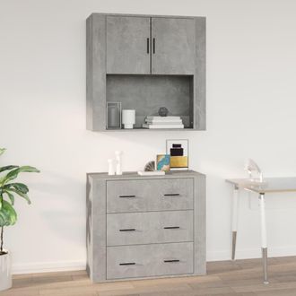 vidaXL Vidaxl - Armario De Pared Madera Contrachapada Gris Hormig&oacute;n 80x33x80 Cm