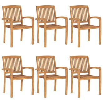vidaXL Sillas De Jard&iacute;n Apilables 6 Unidades Madera Maciza De Teca Vidaxl