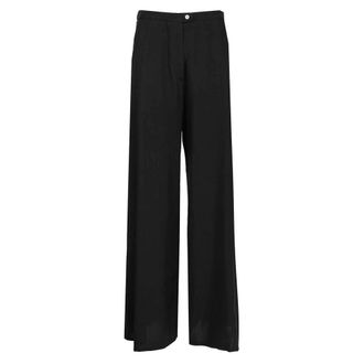Forte_Forte Linen and Viscose Flared Trousers - female - Forte Forte - Wide Trousers - Black - L - Trousers