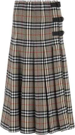 Burberry MultiColor Embroidered Wool Skirt