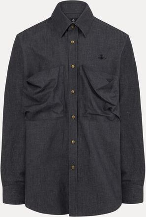 Vivienne Westwood Achilles Overshirt Co. Linen Chambray Navy Blue L Men